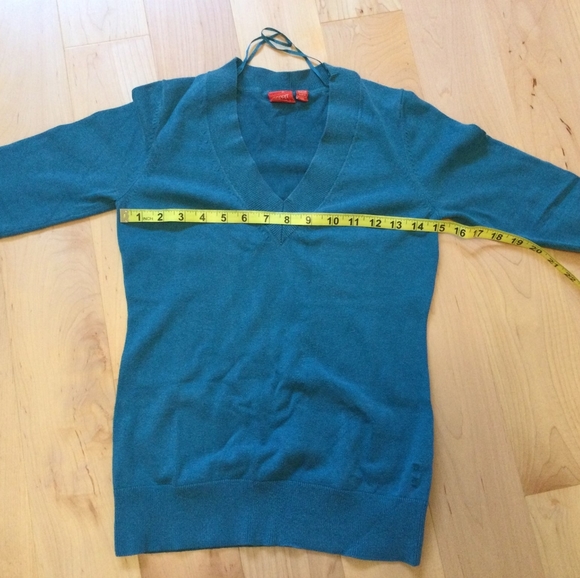 Esprit Teal Blue Green Vneck Sweater - Picture 4 of 7